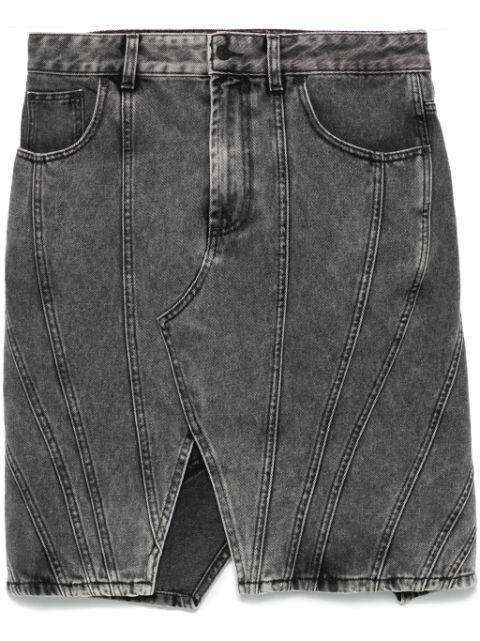 spiral denim skirt by MUGLER