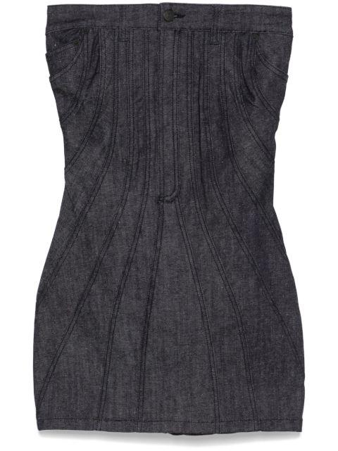 strapless denim mini dress by MUGLER