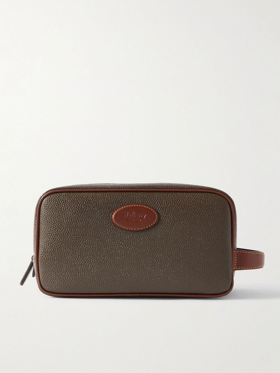 Leather-Trimmed Pebble-Grain Eco Scotchgrain Wash Bag by MULBERRY