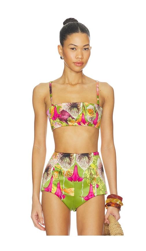 Muma World Beaded Floral Canopy Crop Top in Green by MUMA WORLD