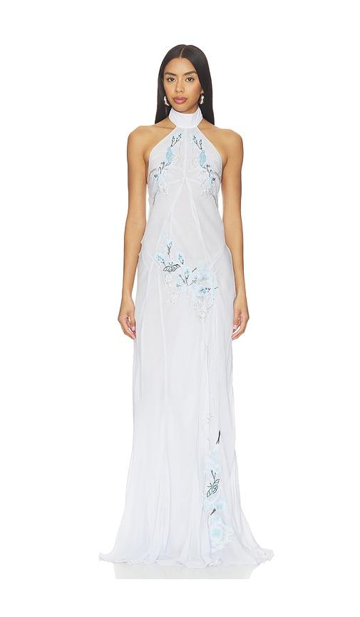 Muma World Blue Vine Embroidered Belmira Dress in Baby Blue by MUMA WORLD