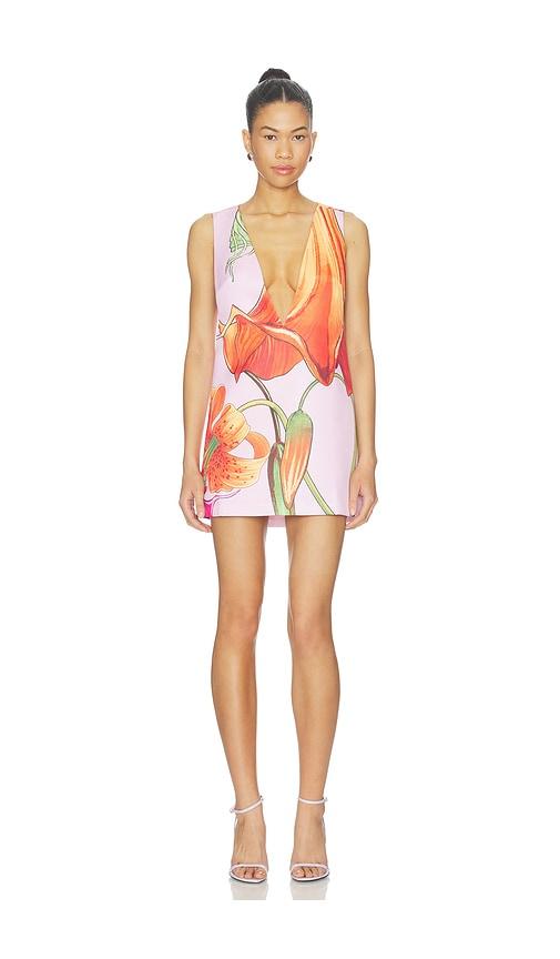 Muma World Orange Trumpet V Neck Electra Dress in Pink,Orange by MUMA WORLD