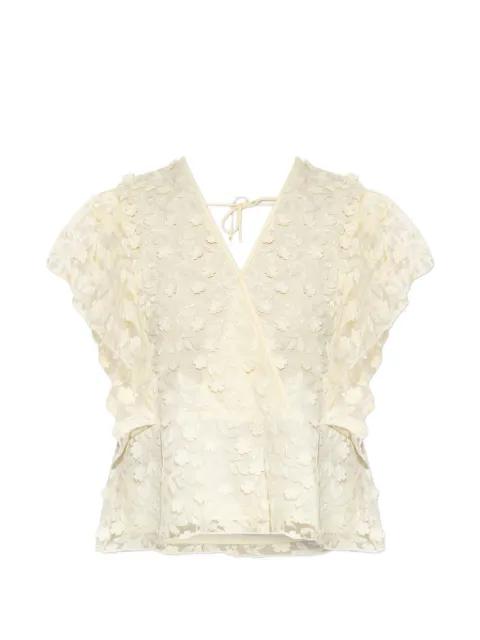 Blaine floral-embroidered top by MUNTHE