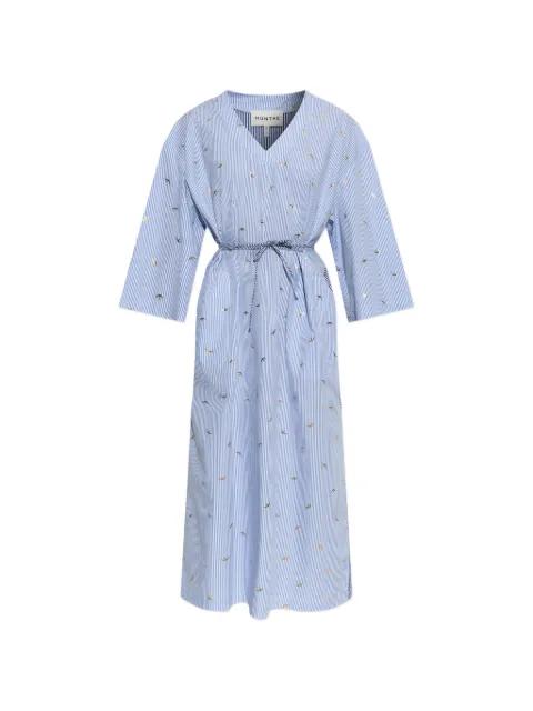 Byrus stripe-pattern bird-print midi dress by MUNTHE