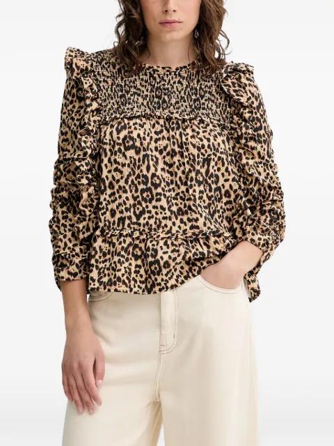 Crisp ruffled animal-print blouse by MUNTHE