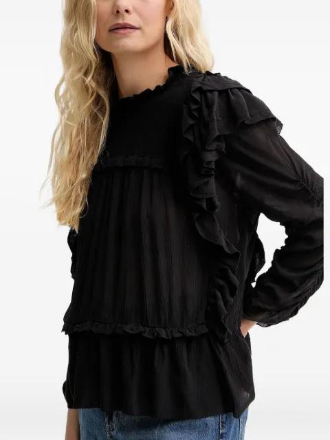 Crisp smocked ruffled blouse by MUNTHE