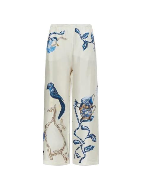 Fabert graphic-print wide-leg silk trousers by MUNTHE