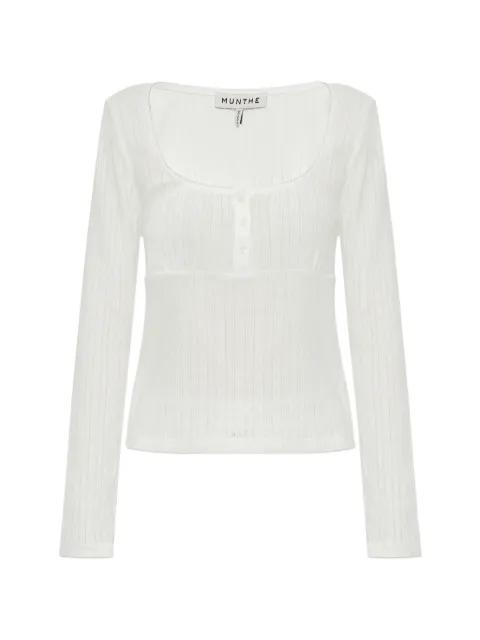 Naomi pointelle-knit button-up top by MUNTHE