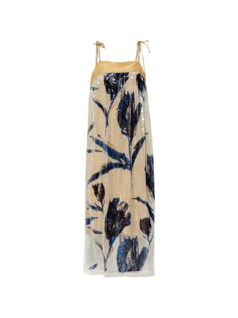 Nara sequin-embellished floral-print midi dress by MUNTHE