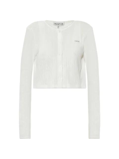 Noelia pointelle-knit cropped cardigan by MUNTHE