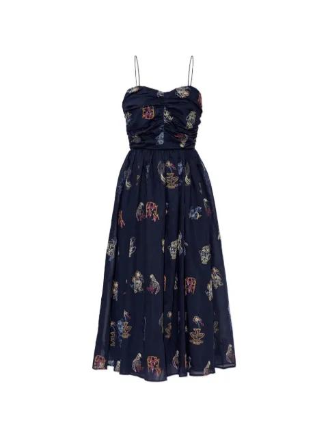 Nova embroidered ruched-bodice midi dress by MUNTHE