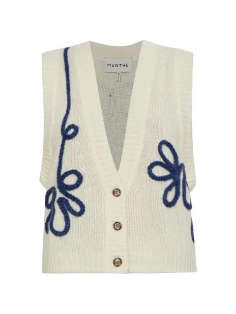Nowland embroidered knitted sleeveless wool cardigan by MUNTHE