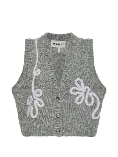 Nowland embroidered knitted sleeveless wool cardigan by MUNTHE