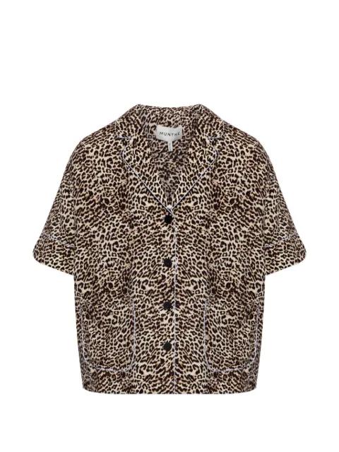Ushi leopard-print contrast-piping shirt by MUNTHE