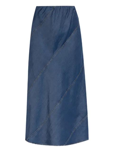 seam-detailing denim skirt by MUNTHE