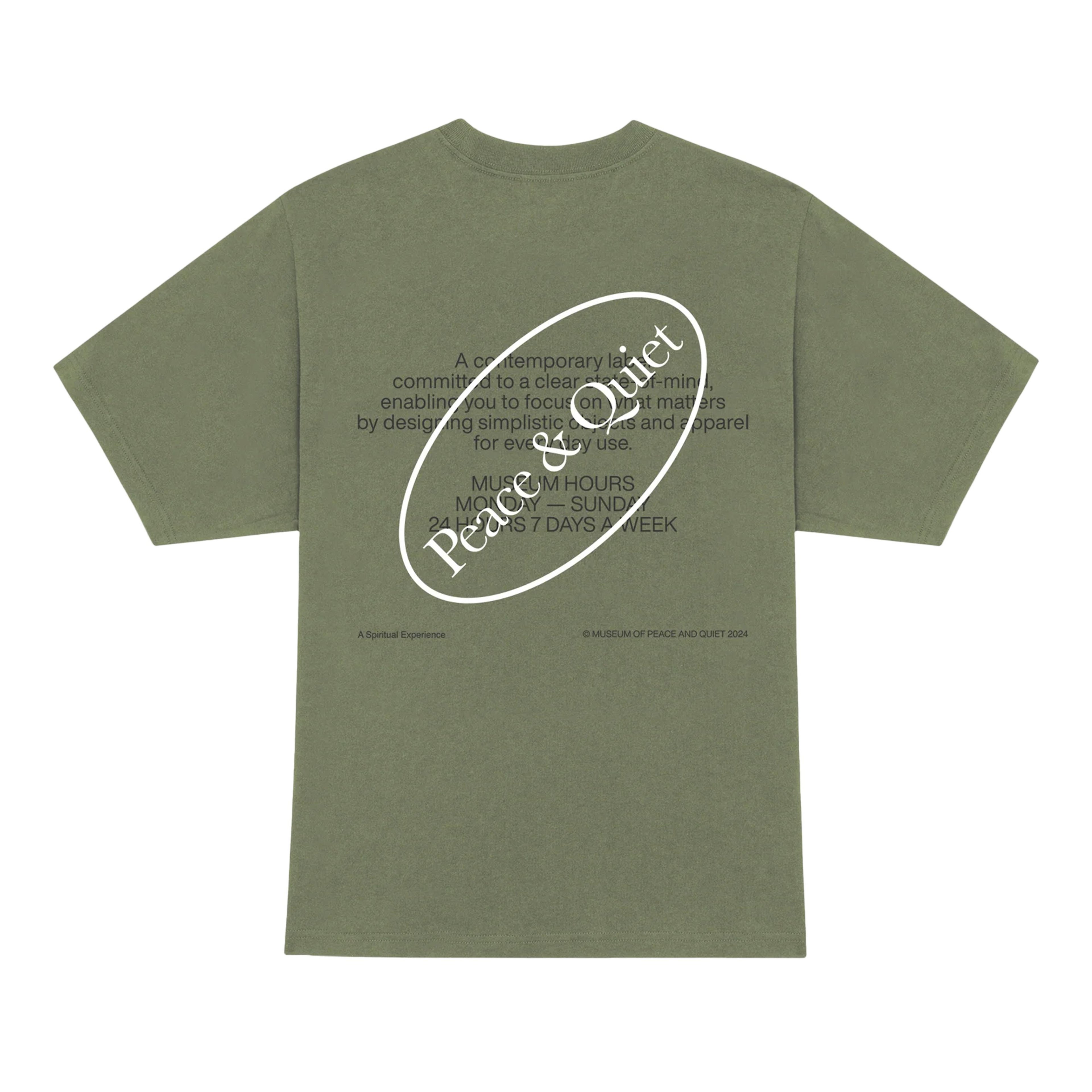 MUSEUM OF PEACE AND QUIET - Museum Hours T-Shirt - (Olive) by MUSEUM OF PEACE&QUIET