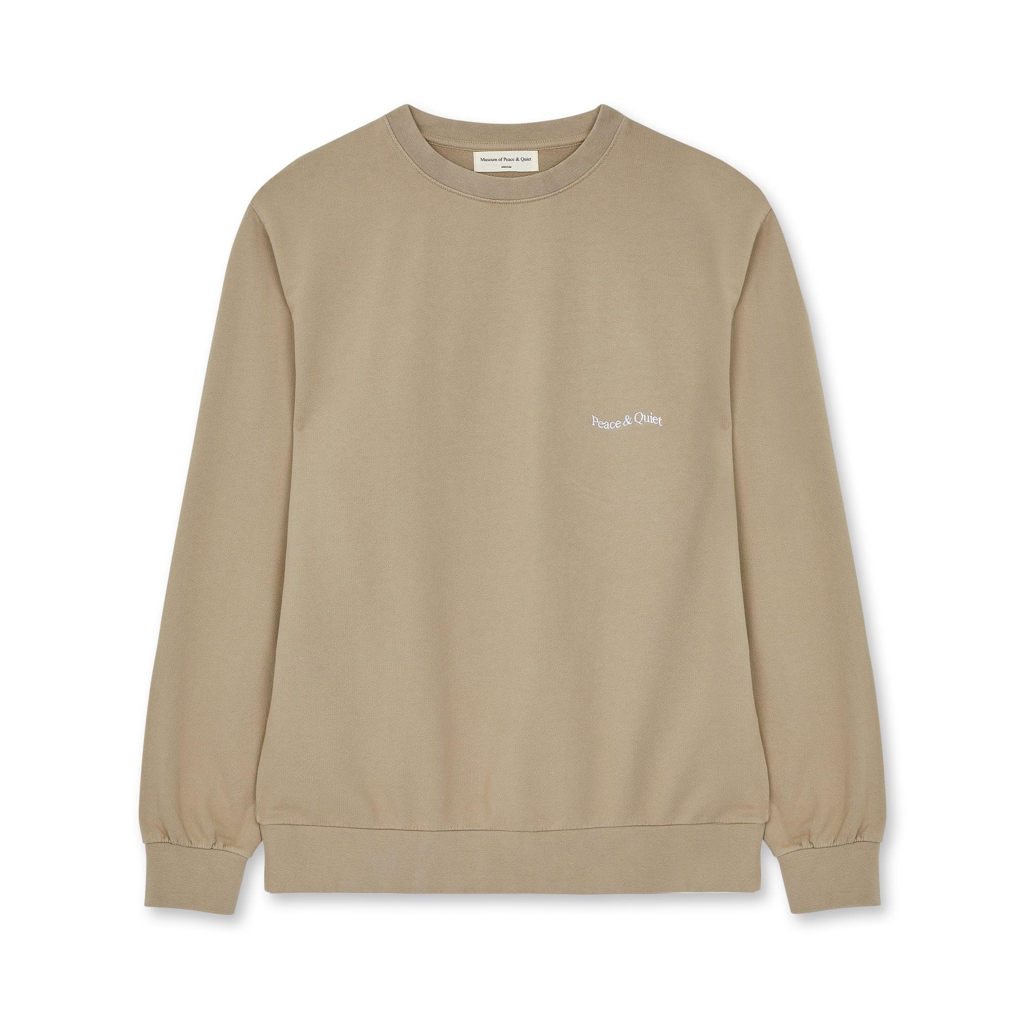Museum Of Peace And Quiet - Micro Wordmark Crewneck - (Sand) by MUSEUM OF PEACE&QUIET