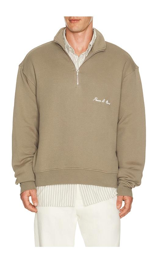 Museum of Peace and Quiet Signature Quarter Zip in Brown by MUSEUM OF PEACE&QUIET
