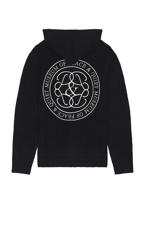 Museum of Peace and Quiet Symbol Mohair Zip-Up Hoodie in Black by MUSEUM OF PEACE&QUIET