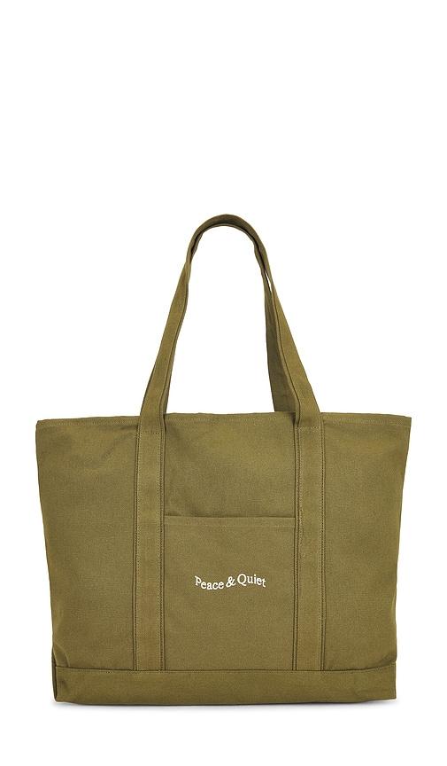 Museum of Peace and Quiet Wordmark Boat Tote in Olive by MUSEUM OF PEACE&QUIET