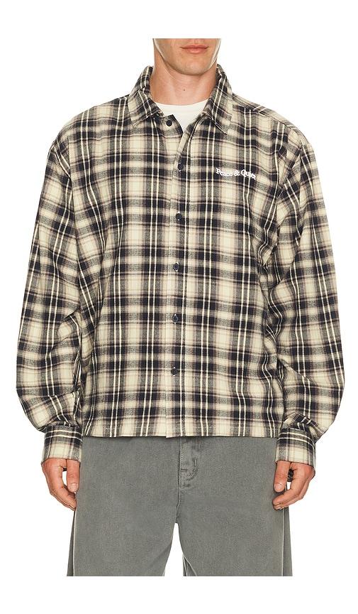 Museum of Peace and Quiet Wordmark Button Up in Blue,Beige by MUSEUM OF PEACE&QUIET
