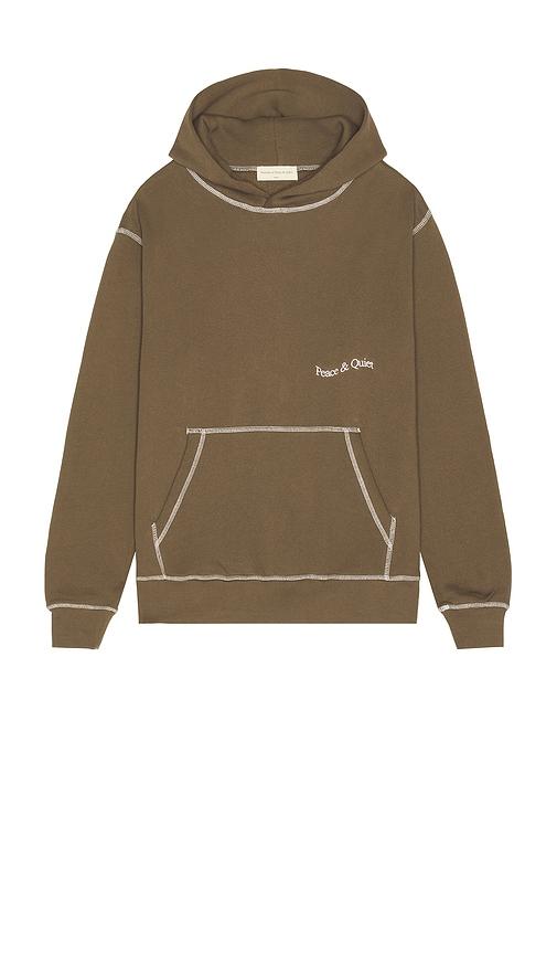 Museum of Peace and Quiet Wordmark Reverse Stitched Hoodie in Brown by MUSEUM OF PEACE&QUIET