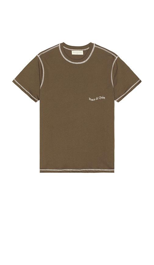 Museum of Peace and Quiet Wordmark Reverse Stitched T-Shirt in Brown by MUSEUM OF PEACE&QUIET