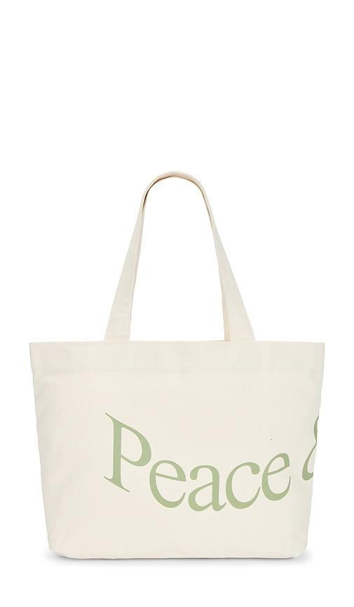 Museum of Peace and Quiet Wordmark Tote Bag in White by MUSEUM OF PEACE&QUIET