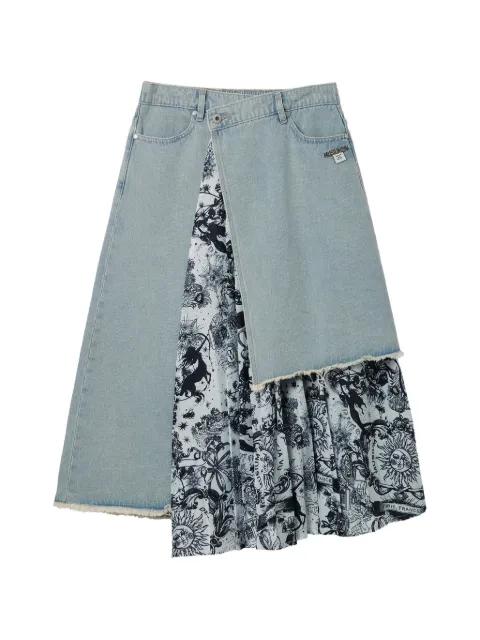 asymmetric denim midi skirt by MUSIUM DIV.