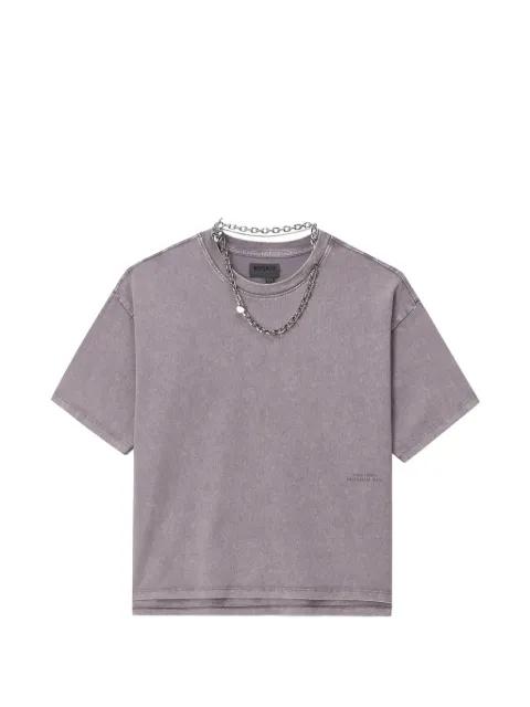 chain-embellished acid-wash T-shirt by MUSIUM DIV.