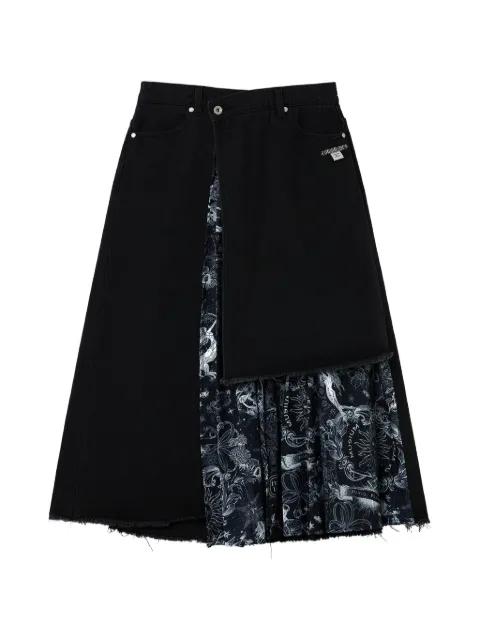 frayed denim midi skirt by MUSIUM DIV.