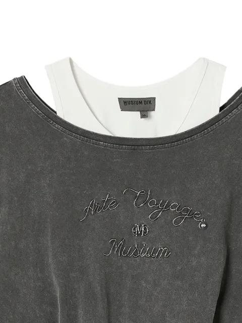 layered logo-embroidered T-shirt by MUSIUM DIV.