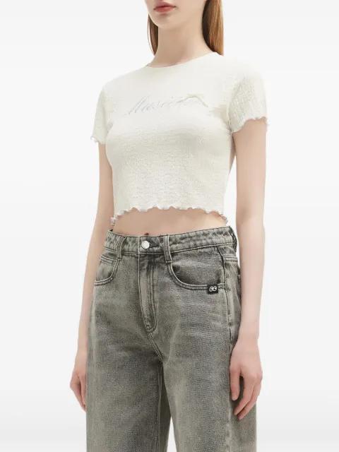 logo-embroidered crop top by MUSIUM DIV.