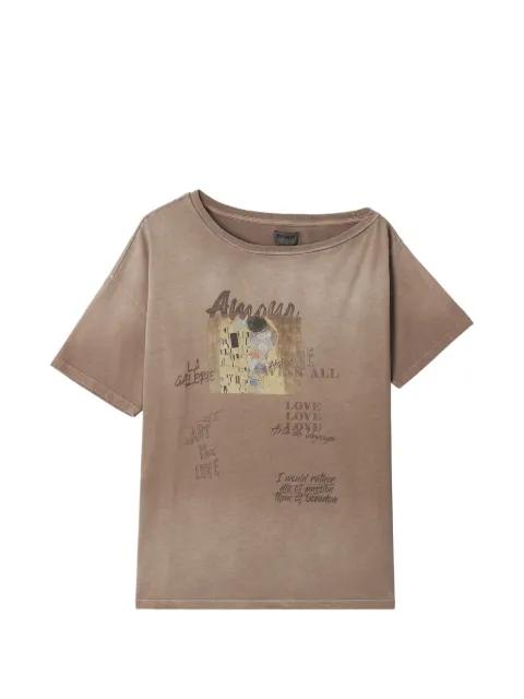 print boat neck T-shirt by MUSIUM DIV.