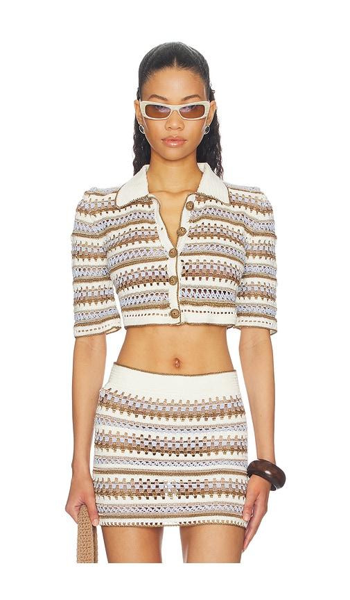 My Beachy Side Celia Hand Crocheted Cardigan in Blue,Brown by MY BEACHY SIDE