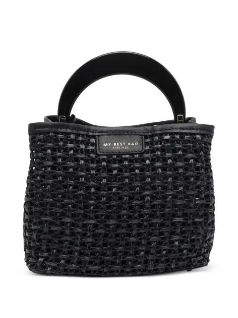 woven leather-trim tote bag by MY BEST BAG