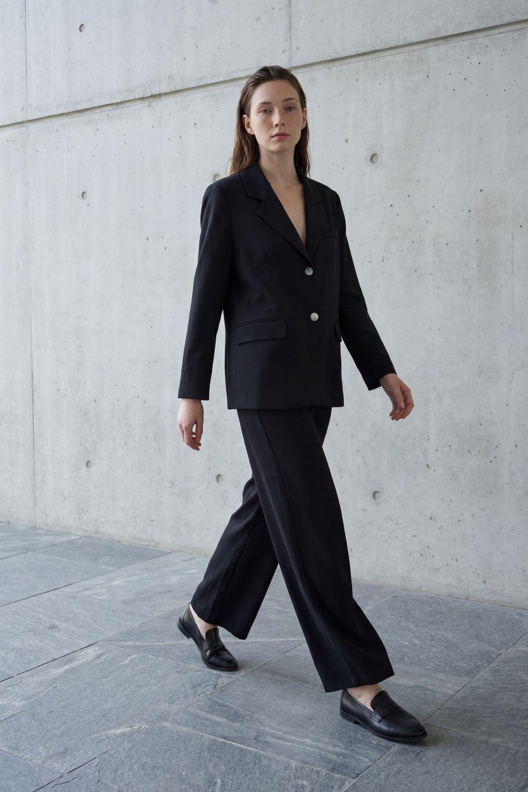 Cotton Linen Blazer with Button Closure by MYFASHION