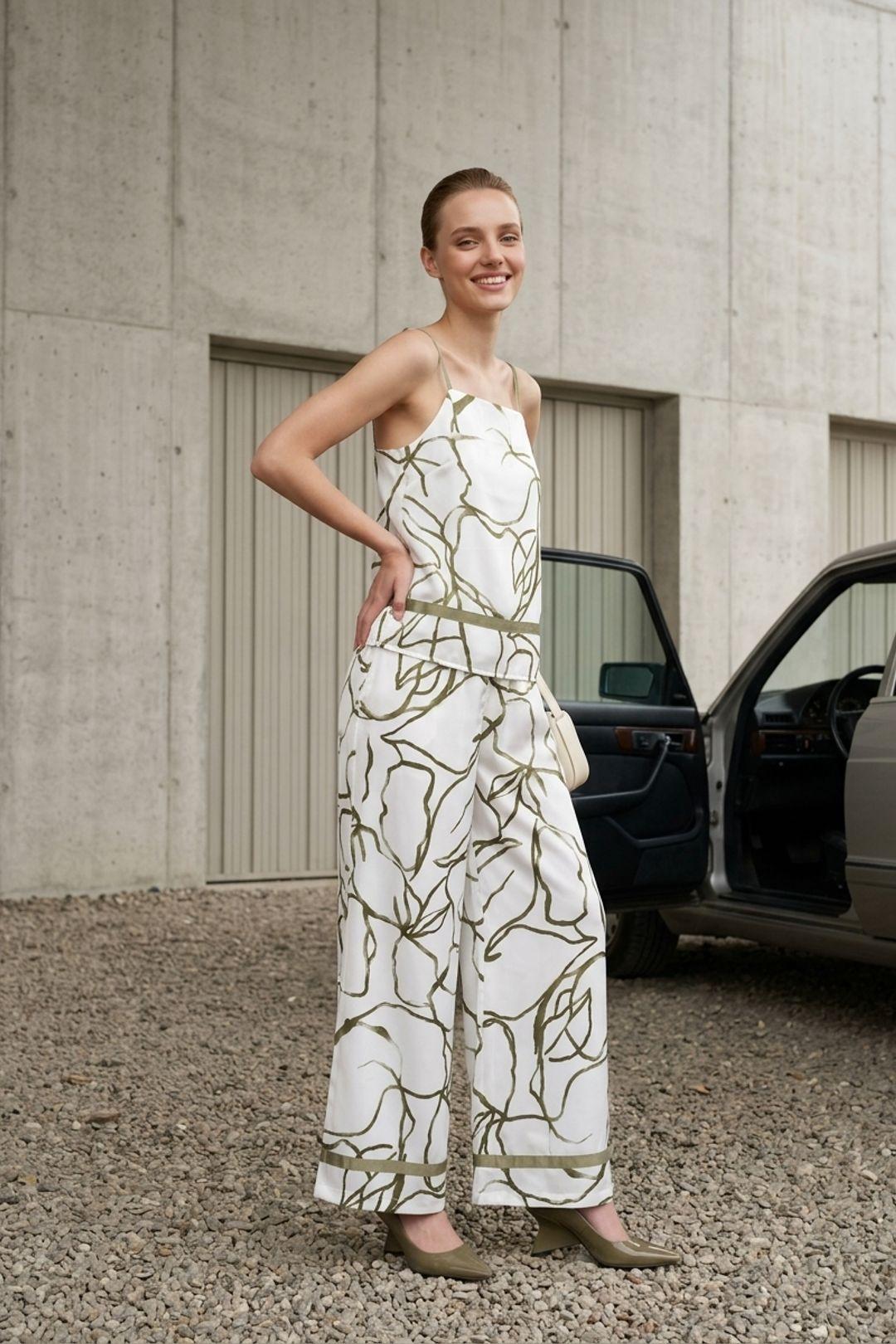 Lyocell Satin Two-Piece Coord by MYFASHION