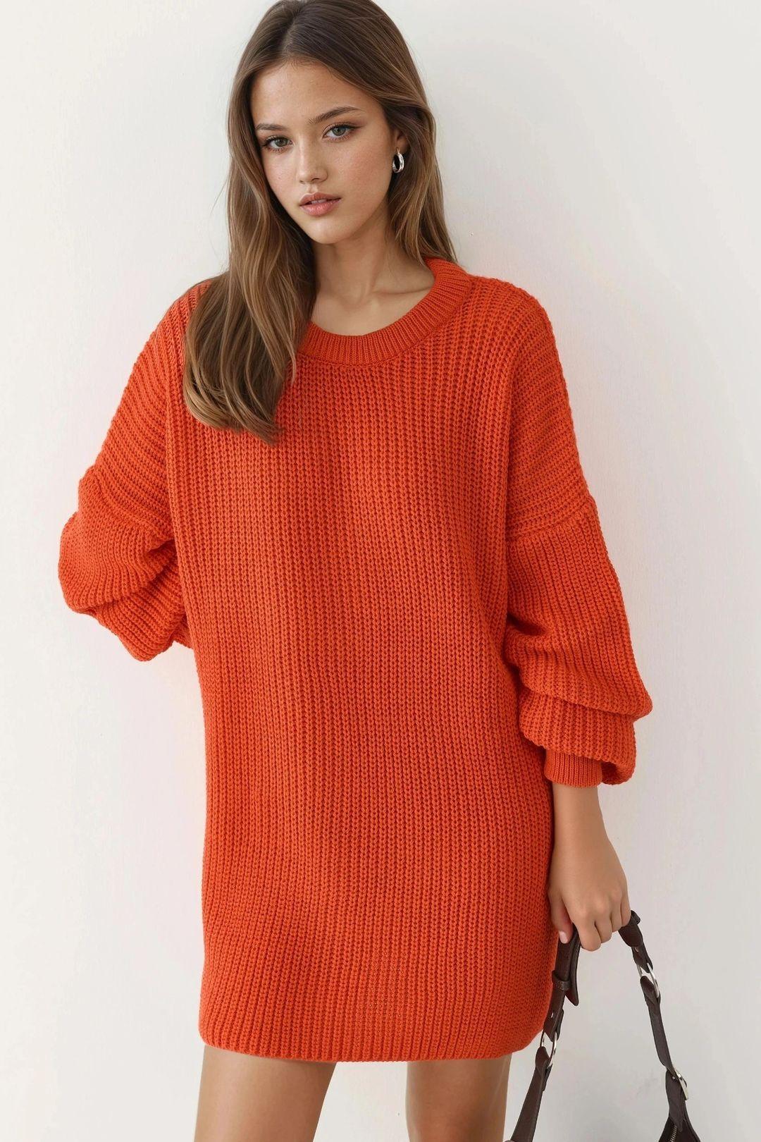 Oversized Long Fit Knit Sweater by MYFASHION