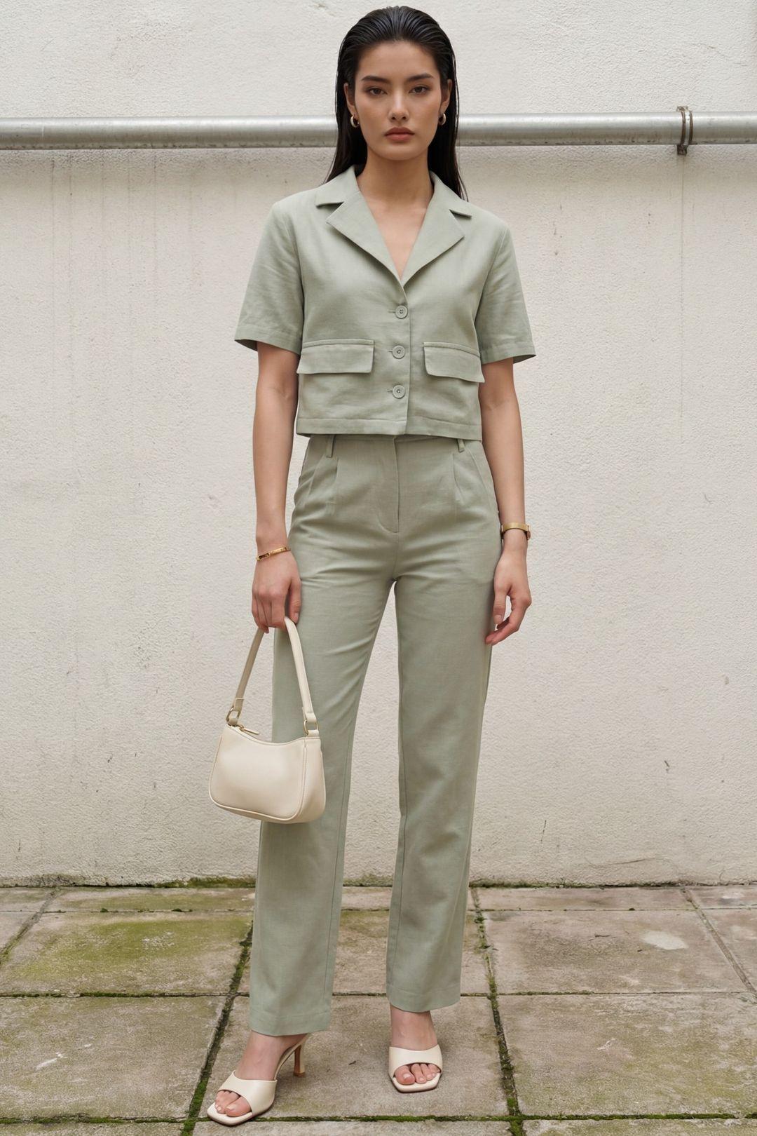 Shirt with Pocket Detail & Pants Two-Piece Set by MYFASHION