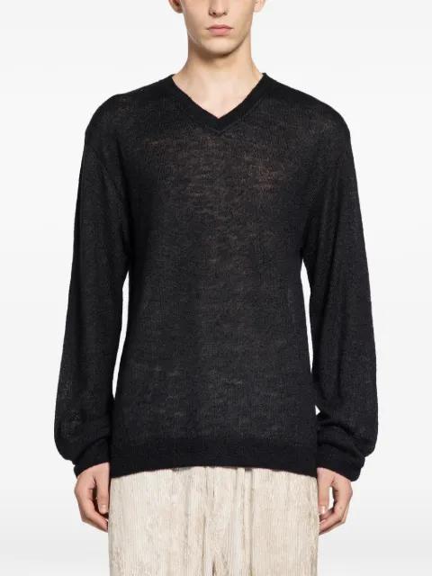 alpaca shaggy V-neck sweater by MYTHINKS