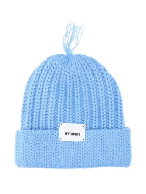 logo-patch beanie hat by MYTHINKS
