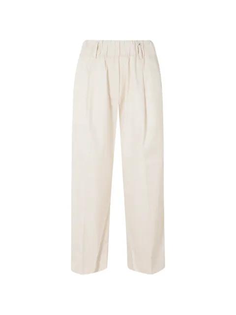 elasticated-waist straight trousers by MYTHS