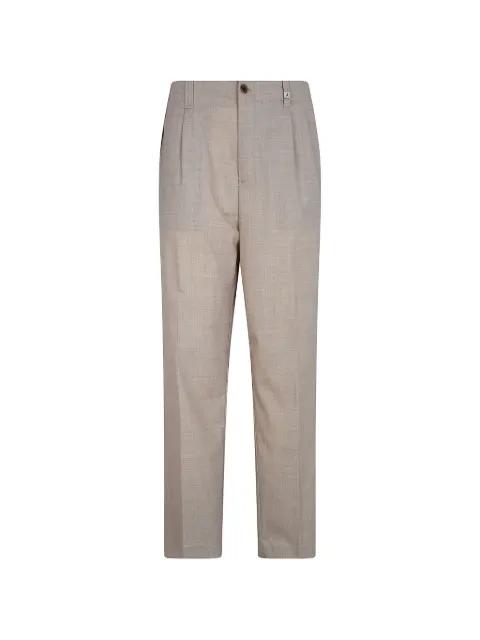 pleated slub-texture trousers by MYTHS