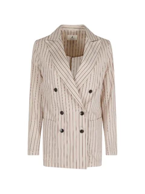 stripe-pattern double-breasted coat by MYTHS