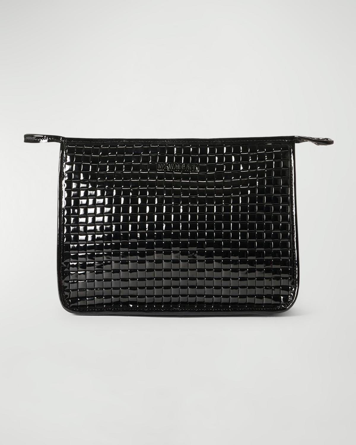 Woven Patent Leather Clutch Bag by MZ WALLACE