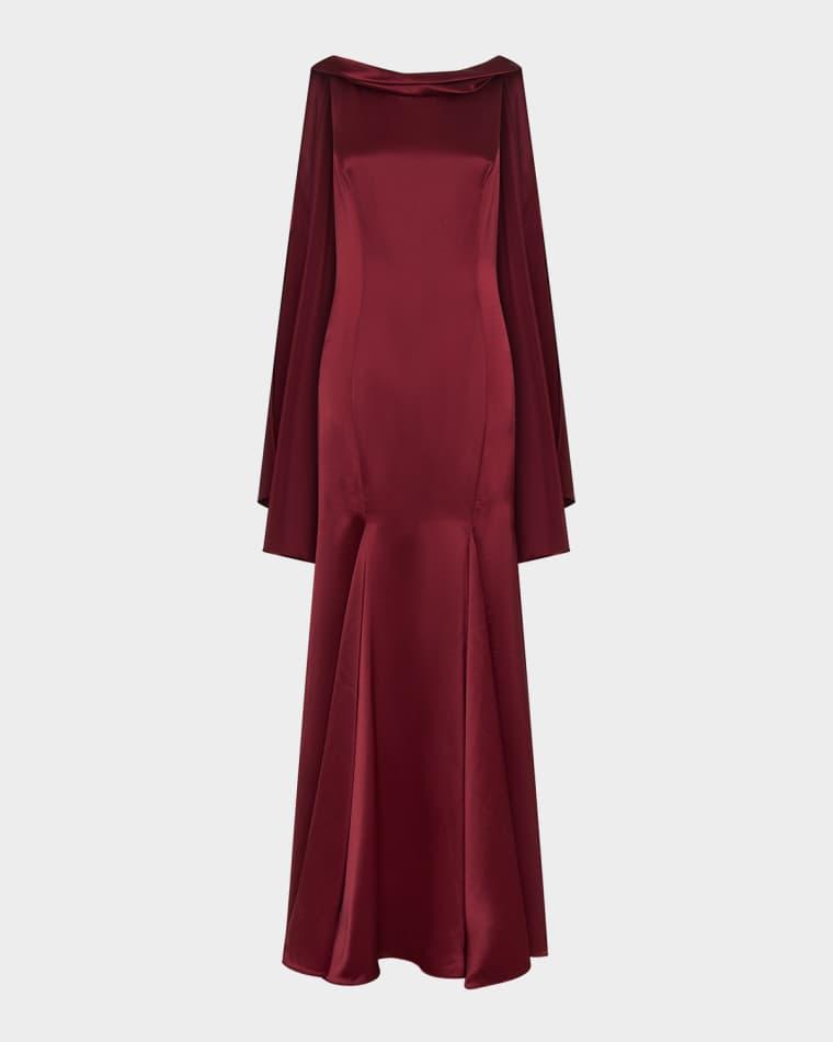 Nicolette Pleated Draped Satin Gown by N/NICHOLAS