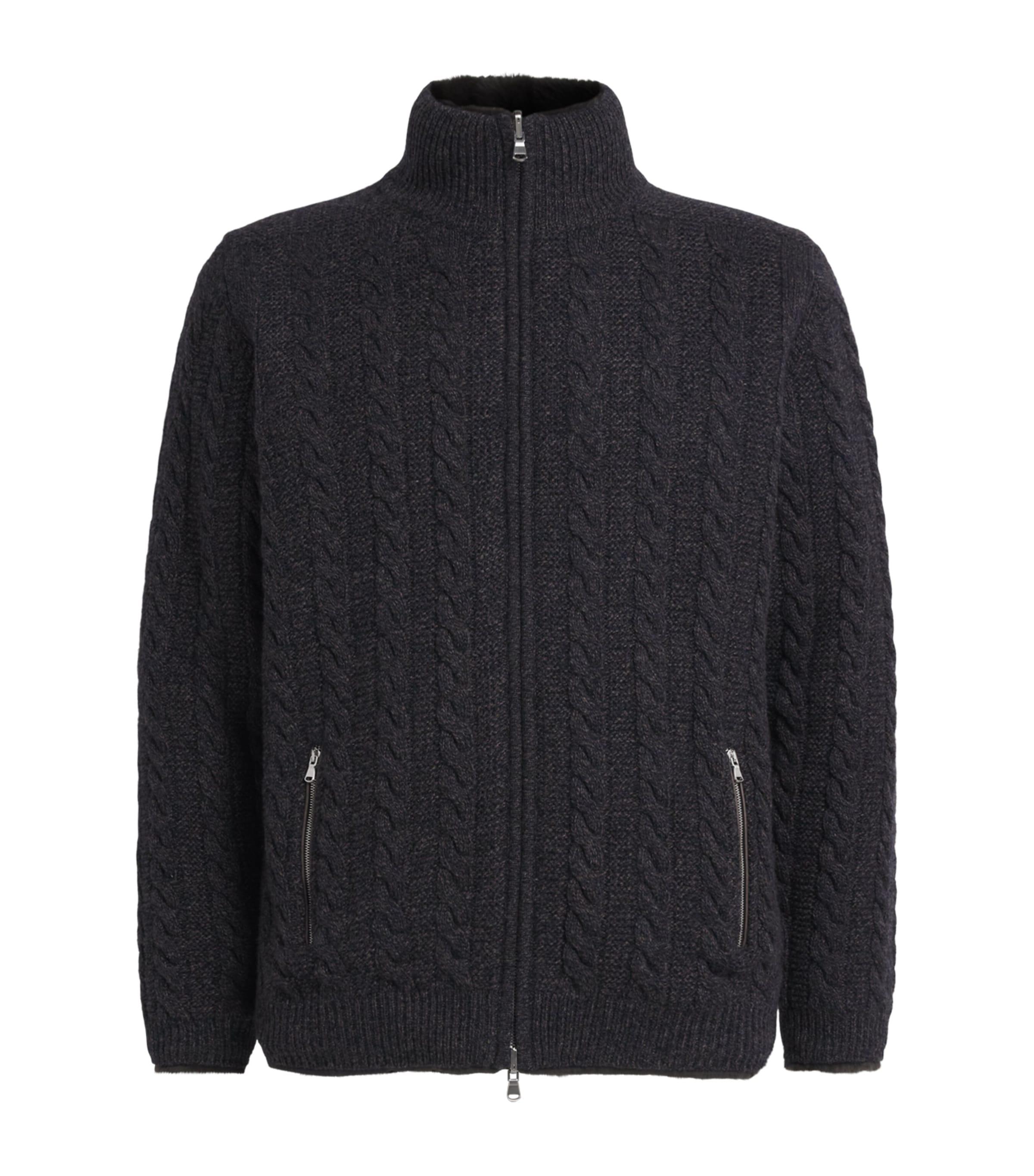 N.Peal Cashmere Rex Fur-Trim Cable-Knit Aspen Cardigan by N.PEAL