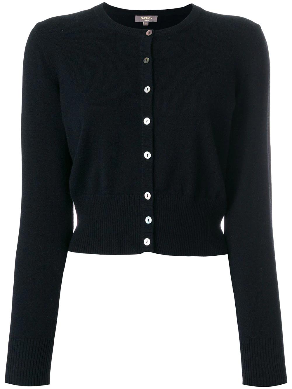 cropped contrast button cardigan by N.PEAL
