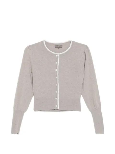 lace trim crew neck cardigan by N.PEAL